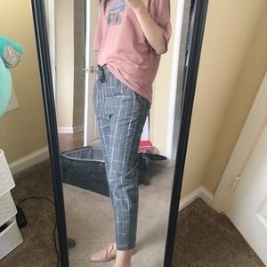 Plaid Tapered Gray Pants